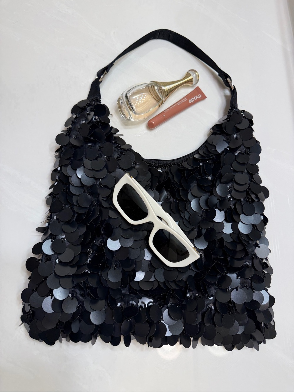 Black Sequin Shoulder Bag - Euro Summer